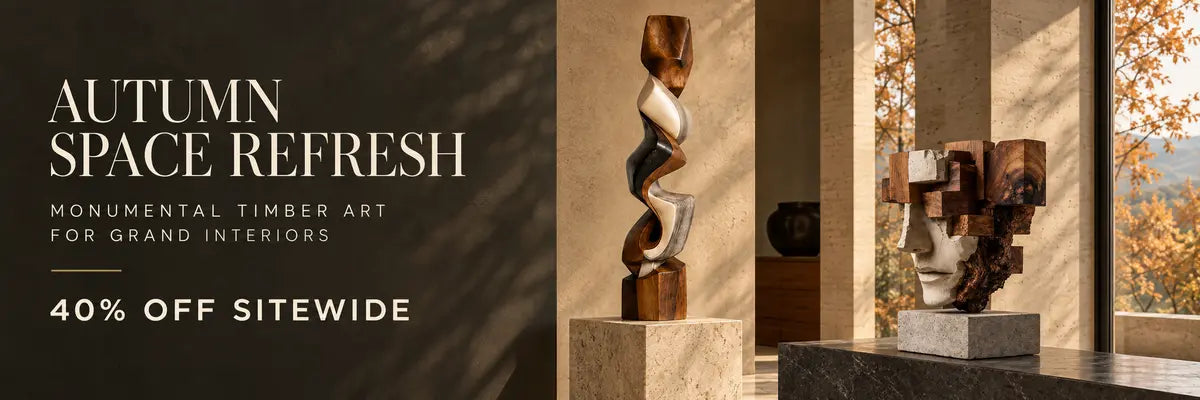 Autumn Space Refresh — monumental timber art for grand interiors, 40% off sitewide